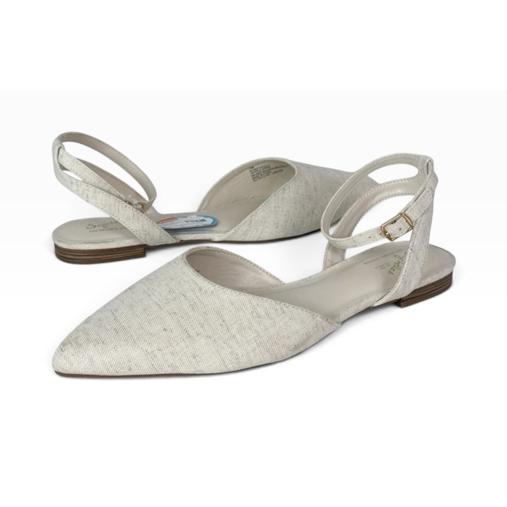 Seychelles Women's 10 Polly D'Orsay Ankle Strap Flats Textured Fabric Off White